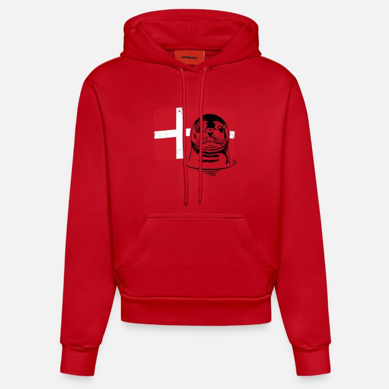 Phoque Danemark Animaux Vacances Wilsigns - Sweat à capuche bio ajusté fabriqué en UE - rouge