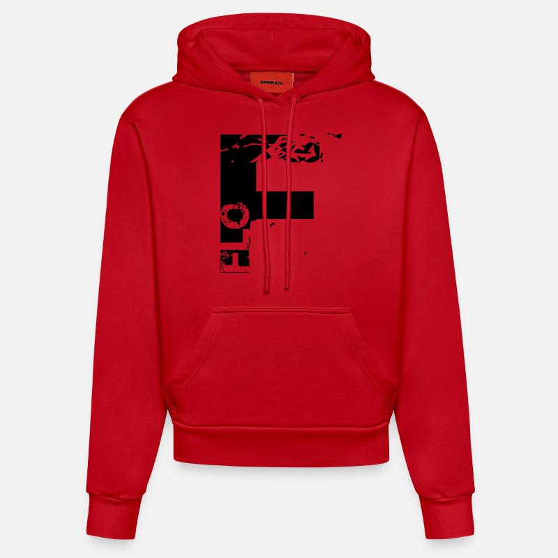 F comme Flo - Sweat à capuche bio ajusté fabriqué en UE - rouge