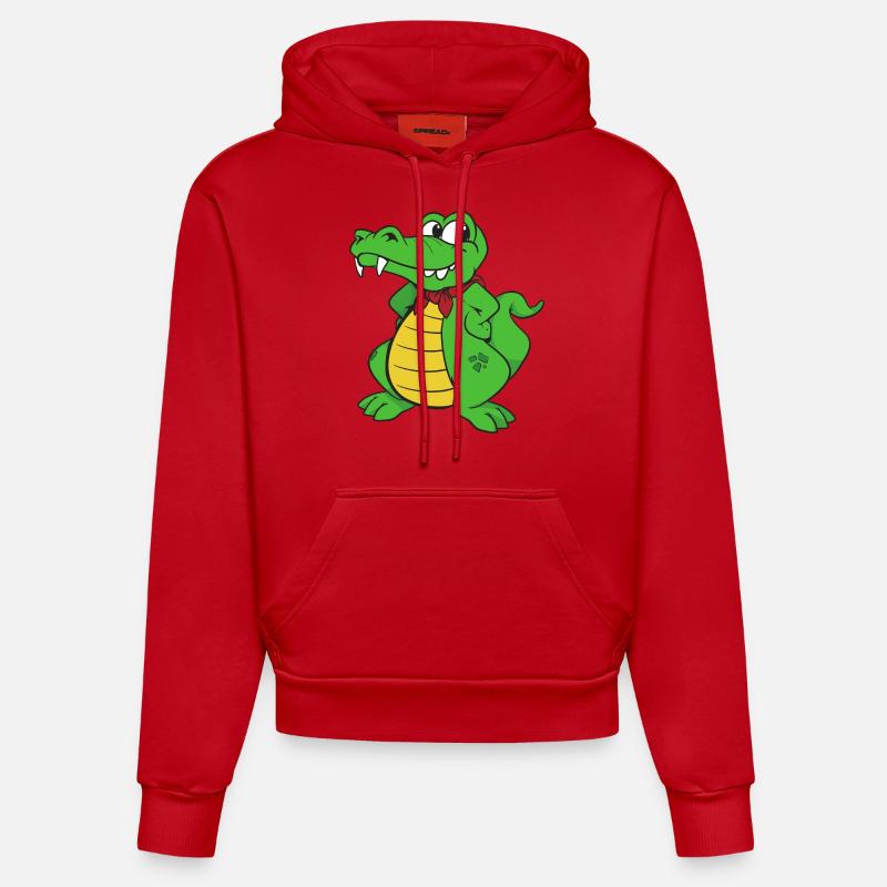 Croco Caïman Reptiles animaux - Sweat à capuche bio ajusté fabriqué en UE - rouge