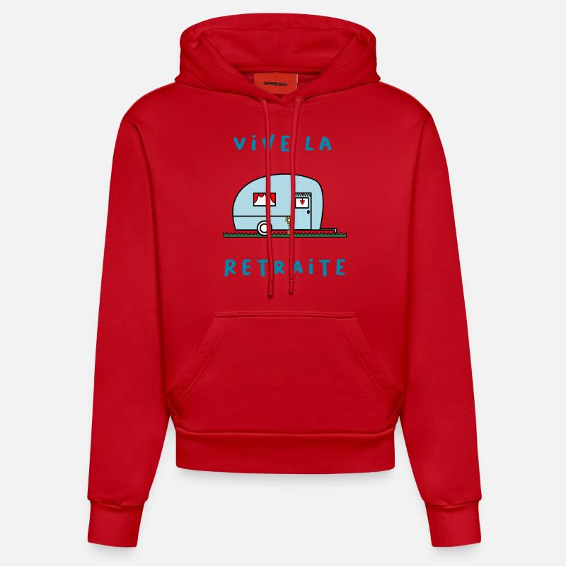 RETRAITE. BONNE RETRAITE. JOYEUSE RETRAITE - Sweat à capuche bio ajusté fabriqué en UE - rouge