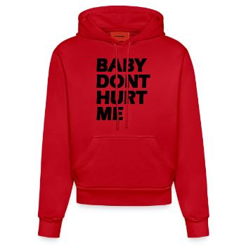 Baby dont hurt me - Sweat à capuche bio ajusté fabriqué en UE - rouge - Devant