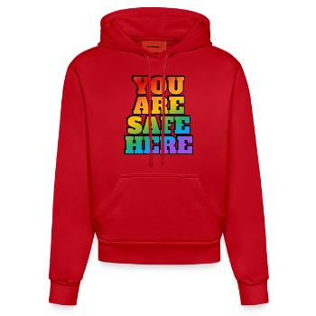 LGBT Safe Space Hier bist du sicher - Organic Fitted Hoodie Made in EU - Rot - Vorne