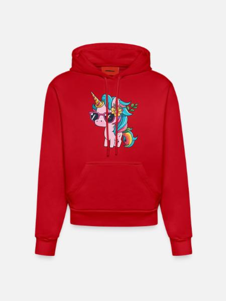 Unicorn - Organic Fitted Hoodie Made in EU - red