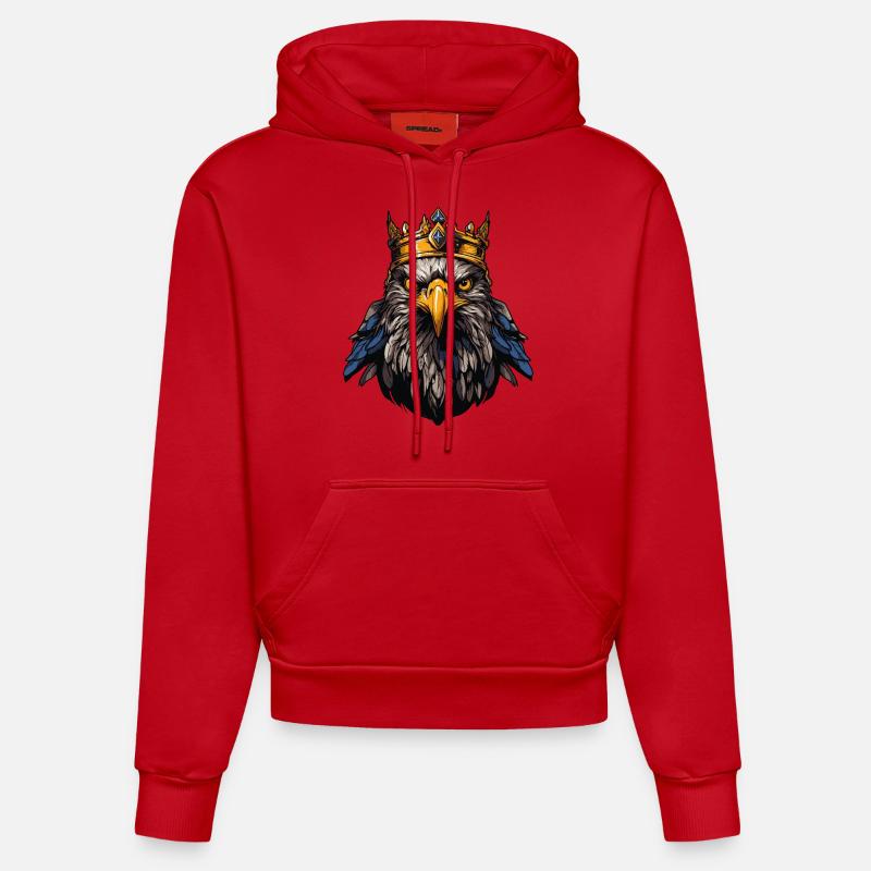 Couronne d’aigle - Sweat à capuche bio ajusté fabriqué en UE - rouge