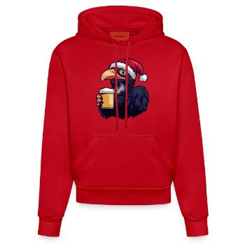 Harpie oiseau bière Noël Noël - Sweat à capuche bio ajusté fabriqué en UE - rouge - Devant