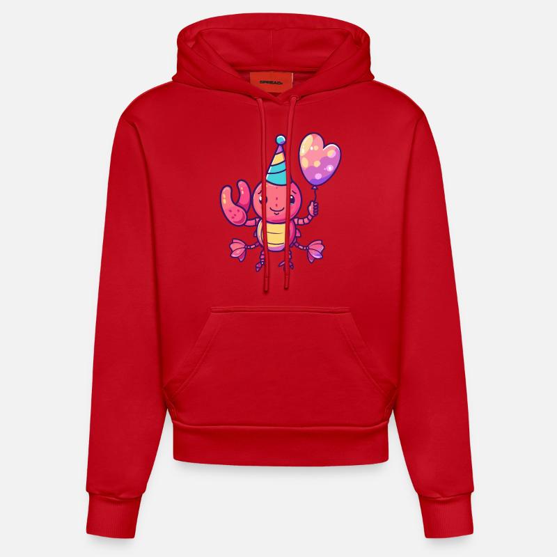 Homard Crabe Anniversaire Bébé - Sweat à capuche bio ajusté fabriqué en UE - rouge