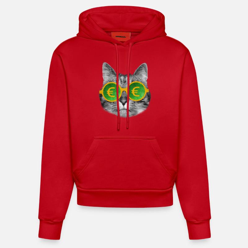Lunettes d’argent pour chat - Sweat à capuche bio ajusté fabriqué en UE - rouge
