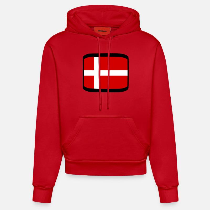 Danemark - Sweat à capuche bio ajusté fabriqué en UE - rouge