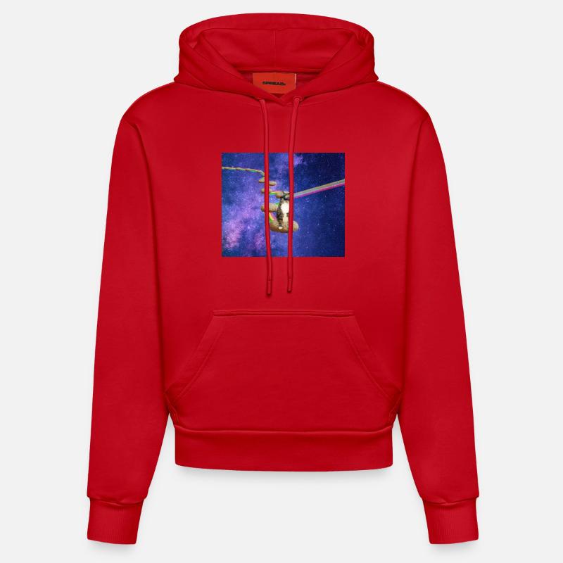 Mignon chat tigré dans l’espace - Sweat à capuche bio ajusté fabriqué en UE - rouge