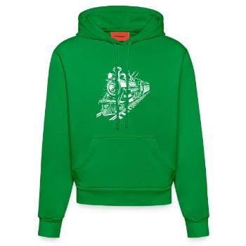 Railway Graphic - Organic Fitted Hoodie Made in EU - City Green - Front