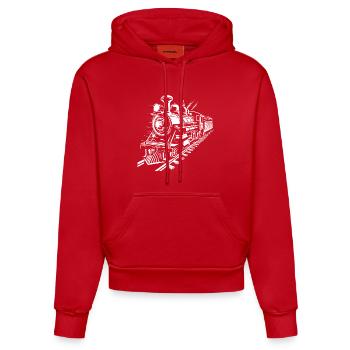 Graphique ferroviaire - Sweat à capuche bio ajusté fabriqué en UE - rouge - Devant