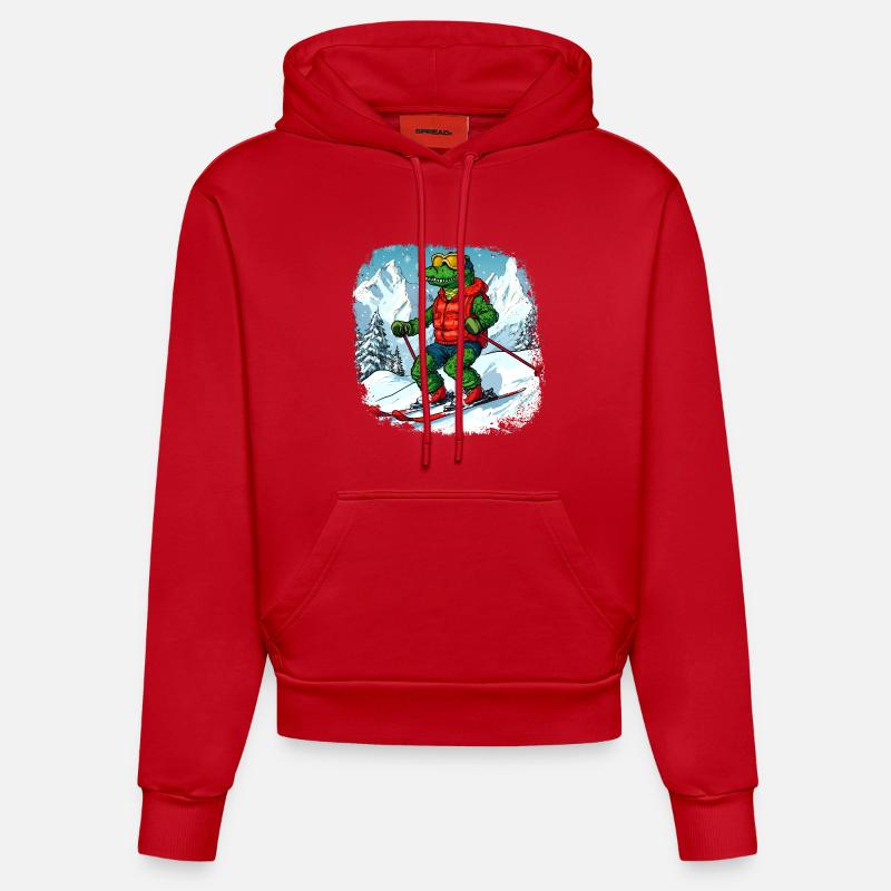 Crocodiles Ski - Sweat à capuche bio ajusté fabriqué en UE - rouge