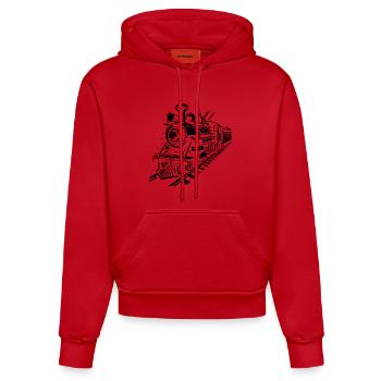 Eisenbahn - Organic Fitted Hoodie Made in EU - Rot - Vorne
