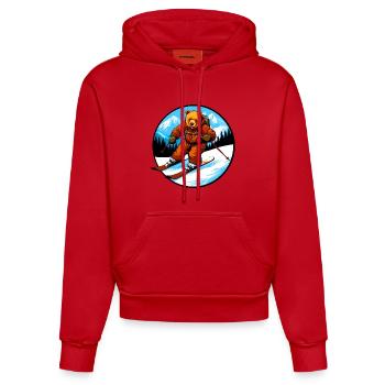 Ski Bär - Organic Fitted Hoodie Made in EU - Rot - Vorne