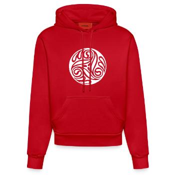 Keltische weiße Spirale - Organic Fitted Hoodie Made in EU - Rot - Vorne