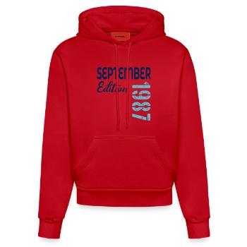 September 1987 - 39. Geburtstag - Organic Fitted Hoodie Made in EU - Rot - Vorne