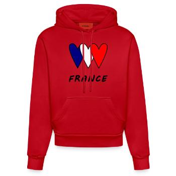 FOOTBALL. SPORT. FRANCE. CHAMPION. COEUR - Sweat à capuche bio ajusté fabriqué en UE - rouge - Devant
