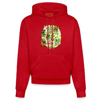 Vegan Hipster Animals - Organic Fitted Hoodie Made in EU - Rot - Vorne