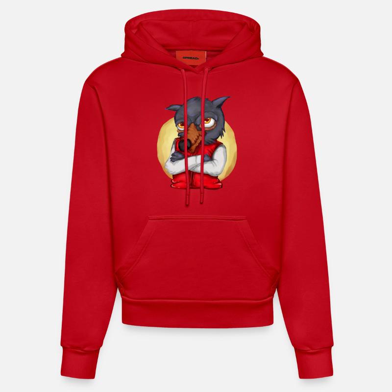 LOUP - Sweat à capuche bio ajusté fabriqué en UE - rouge