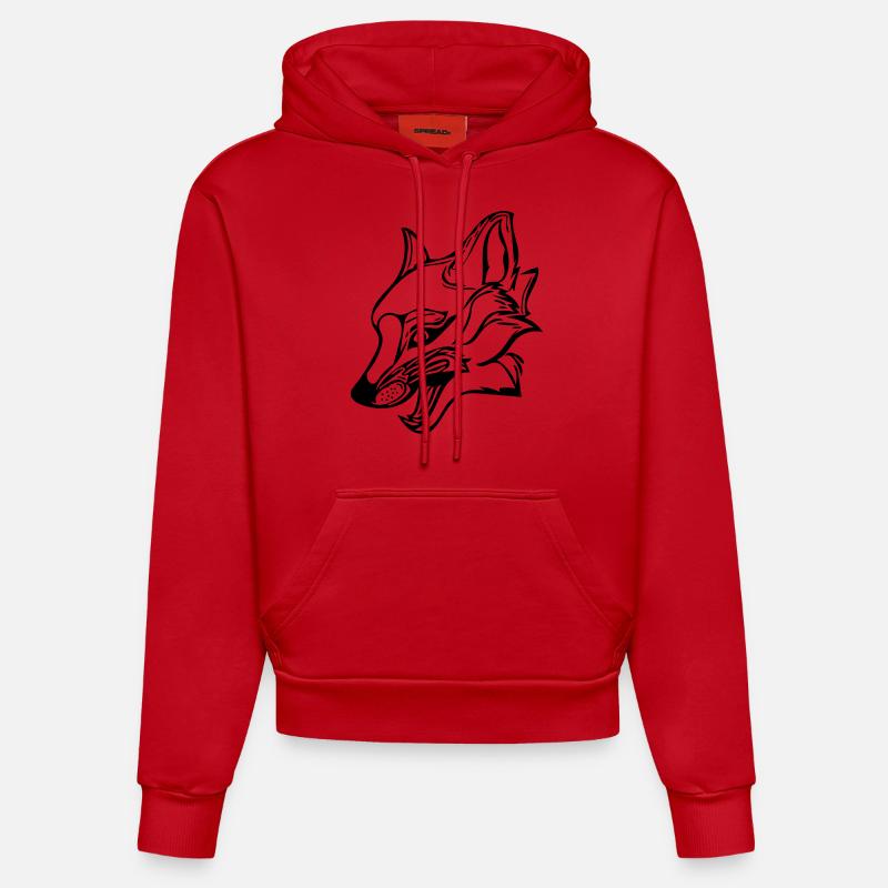 renard - Sweat à capuche bio ajusté fabriqué en UE - rouge