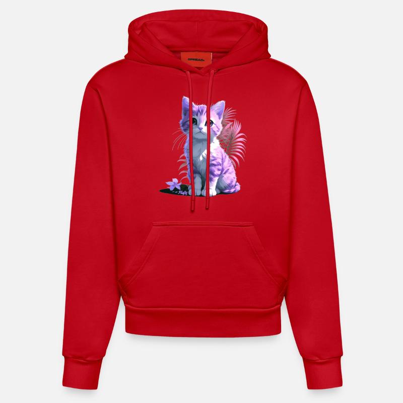 Chaton Tropical 🐾 - Sweat à capuche bio ajusté fabriqué en UE - rouge