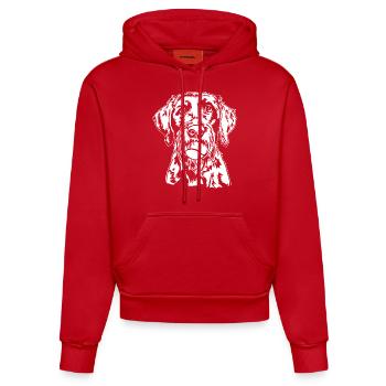 Deutsch Drahthaar Ball Balljunkie Hunde Wilsigns - Organic Fitted Hoodie Made in EU - Rot - Vorne