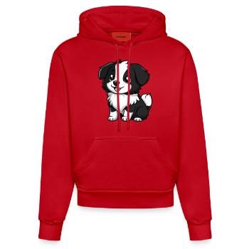 Border Collie Hund Comic Baby - Organic Fitted Hoodie Made in EU - Rot - Vorne