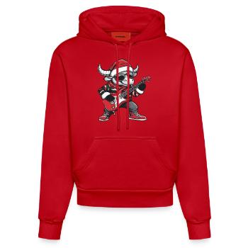 Bulle Weihnachten Rocker Gitarre Taurus - Organic Fitted Hoodie Made in EU - Rot - Vorne