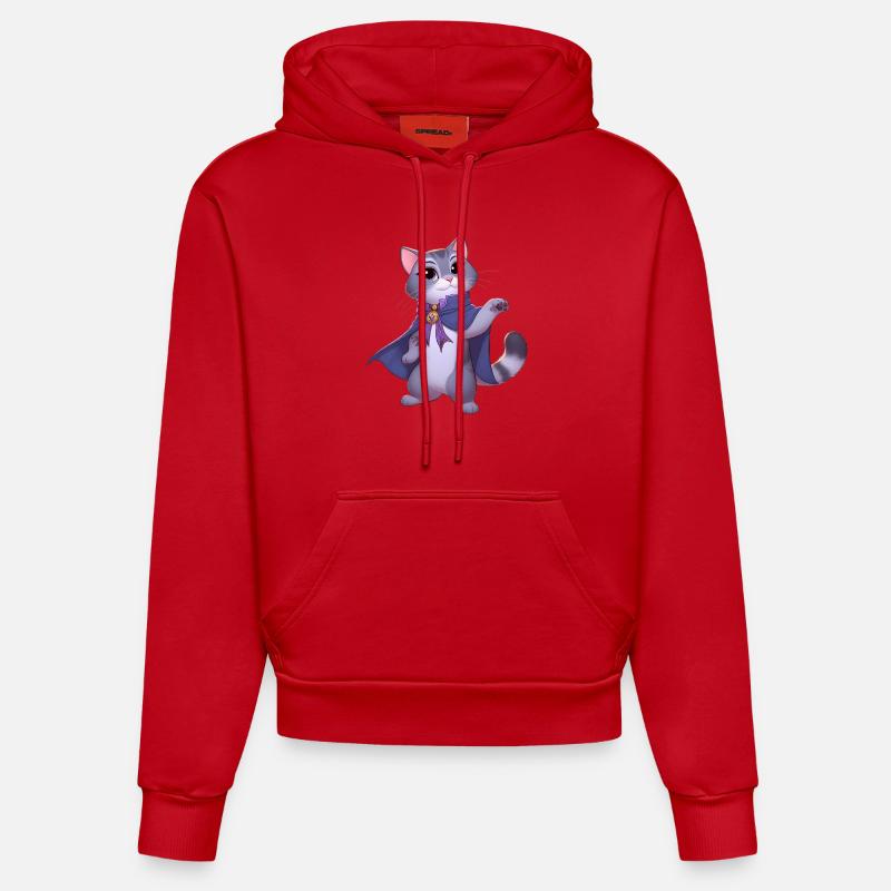 chat élégant - Sweat à capuche bio ajusté fabriqué en UE - rouge