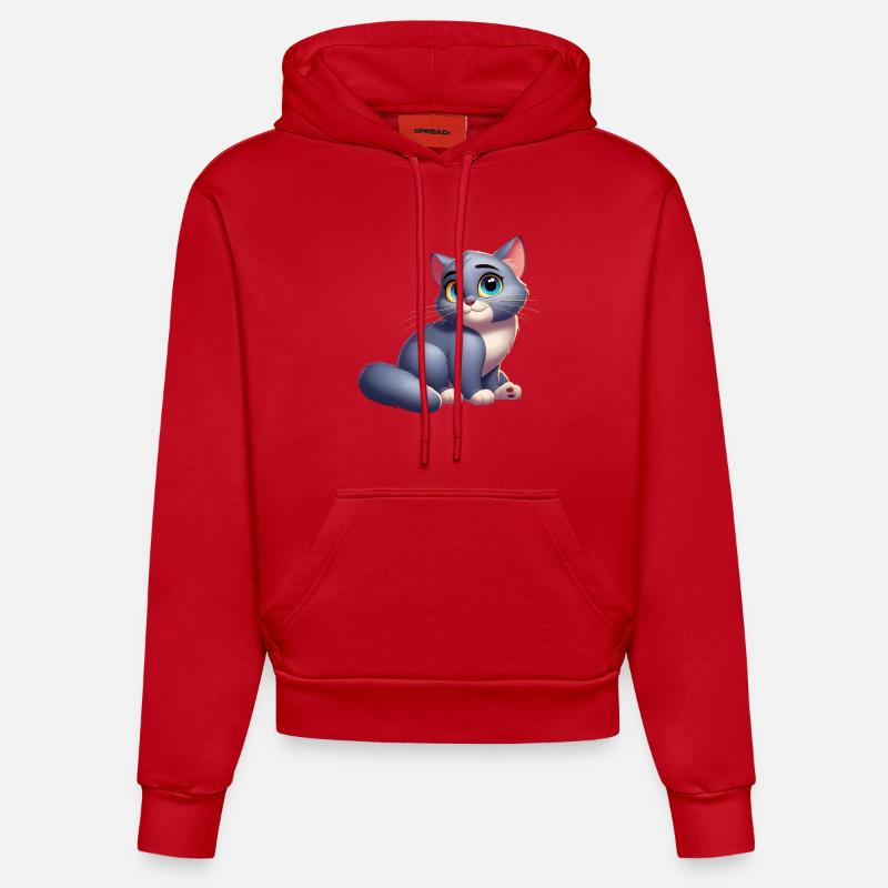 chat 4 - Sweat à capuche bio ajusté fabriqué en UE - rouge