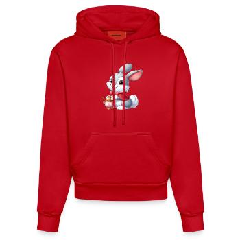 lapin 12 - Sweat à capuche bio ajusté fabriqué en UE - rouge - Devant