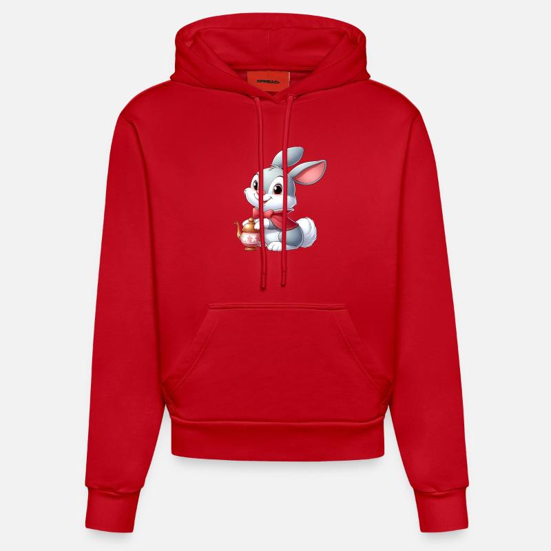 lapin 12 - Sweat à capuche bio ajusté fabriqué en UE - rouge