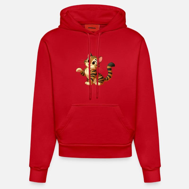 cat tiger 3 - Sweat à capuche bio ajusté fabriqué en UE - rouge