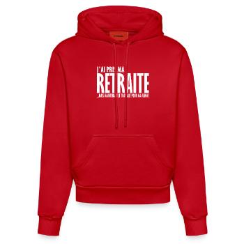 J'ai pris ma retraite - Sweat à capuche bio ajusté fabriqué en UE - rouge - Devant