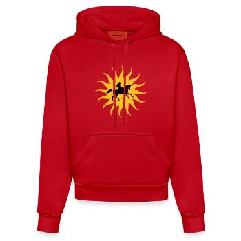 Sun with Unicorn - Organic Fitted Hoodie Made in EU - red - Front