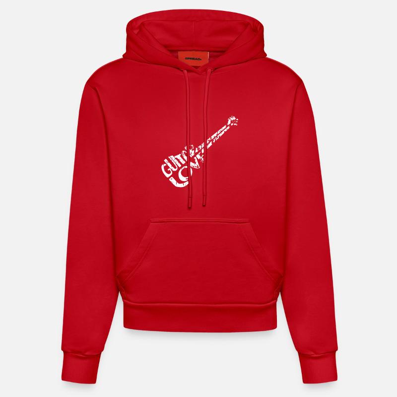 Guitariste - Sweat à capuche bio ajusté fabriqué en UE - rouge