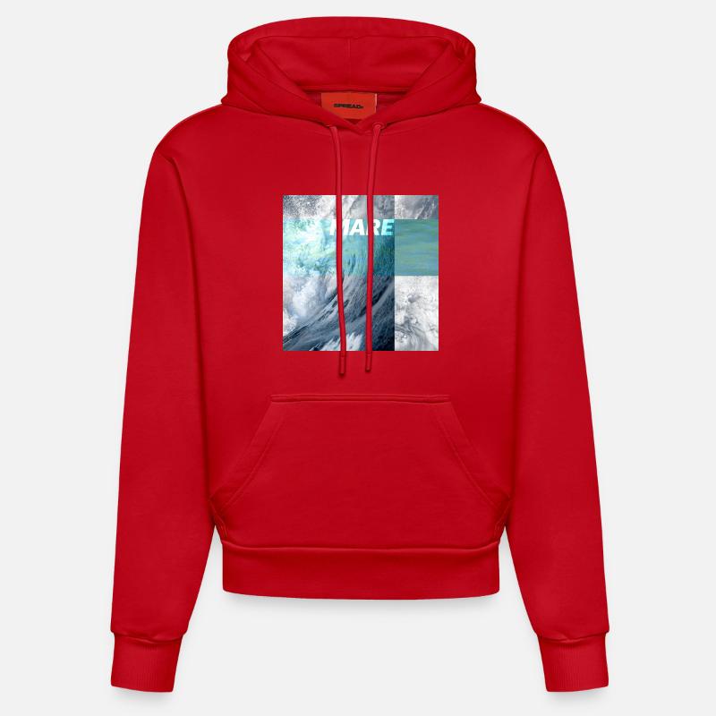 MARE – la mer vous appelle - Sweat à capuche bio ajusté fabriqué en UE - rouge