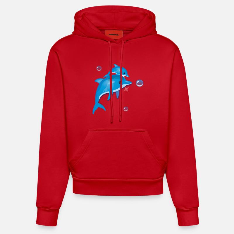 Dolphin - Sweat à capuche bio ajusté fabriqué en UE - rouge