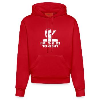Disc Jockey Joke - Organic Fitted Hoodie Made in EU - red - Front