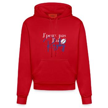J peux pas j ai rugby - Sweat à capuche bio ajusté fabriqué en UE - rouge - Devant