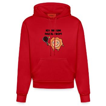 Schmetterball Spieler Padel Schläger Statement - Organic Fitted Hoodie Made in EU - Rot - Vorne
