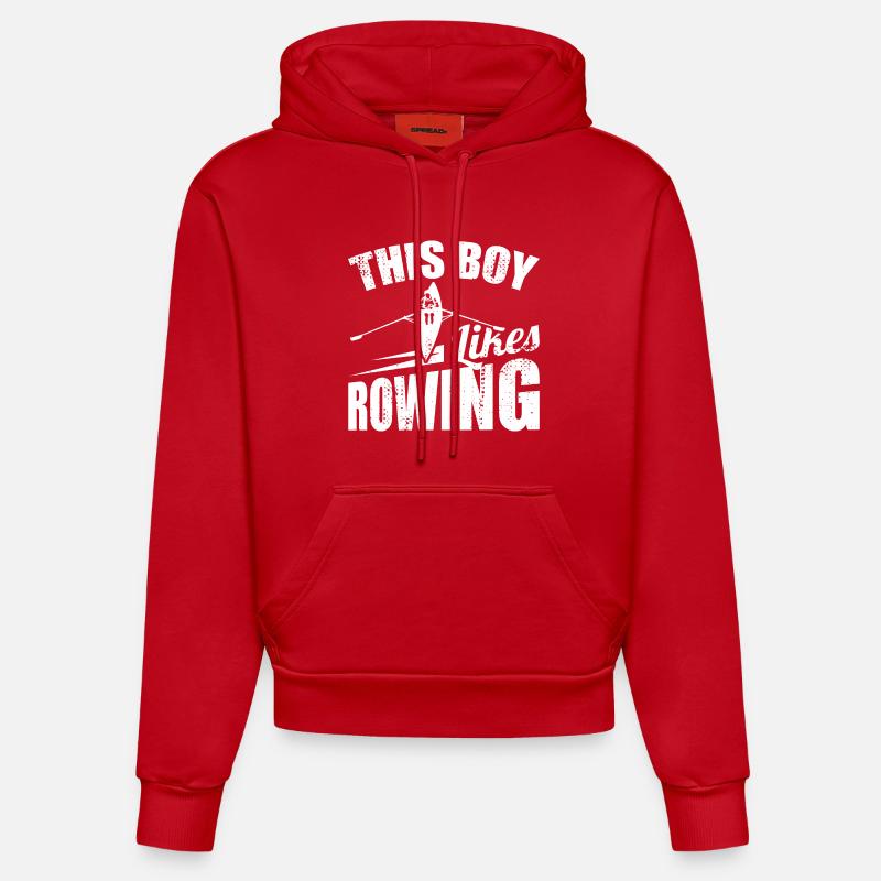 Garçon d’aviron - Sweat à capuche bio ajusté fabriqué en UE - rouge