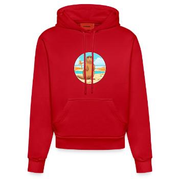Marmotte aquarelle dessin animé Kawaii Clipart Animal - Sweat à capuche bio ajusté fabriqué en UE - rouge - Devant