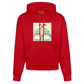 Eulen Tee - Organic Fitted Hoodie Made in EU - Rot - Vorne