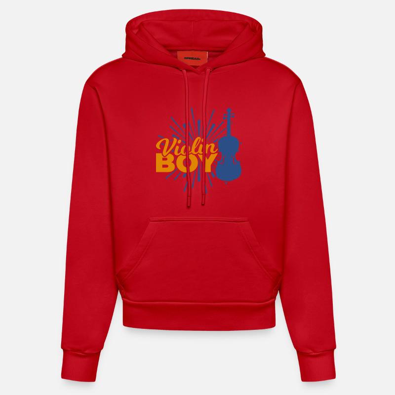 Violons Garçon - Sweat à capuche bio ajusté fabriqué en UE - rouge