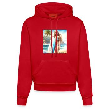 Girl Action Surf 2 - Organic Fitted Hoodie Made in EU - red - Front