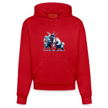 Finance Taurus Bear Fight Wall Street Gift - Organic Fitted Hoodie Made in EU - red - Front