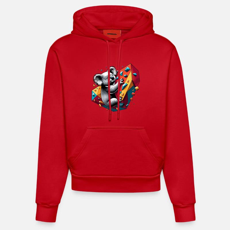 Bouldern Koala Geschenk - Organic Fitted Hoodie Made in EU - Rot