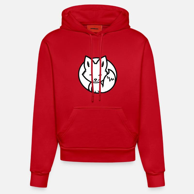 Petit renard (noir et blanc) - Sweat à capuche bio ajusté fabriqué en UE - rouge