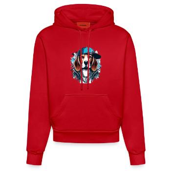 Beagle Gangsta Dog Cappy Gift - Organic Fitted Hoodie Made in EU - red - Front